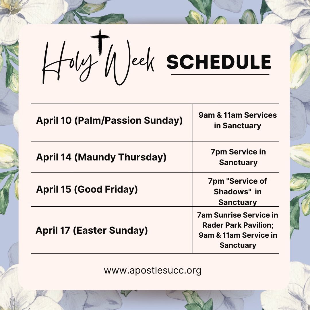 HolyWeekSchedulev4 Church of the Apostles United Church of Christ